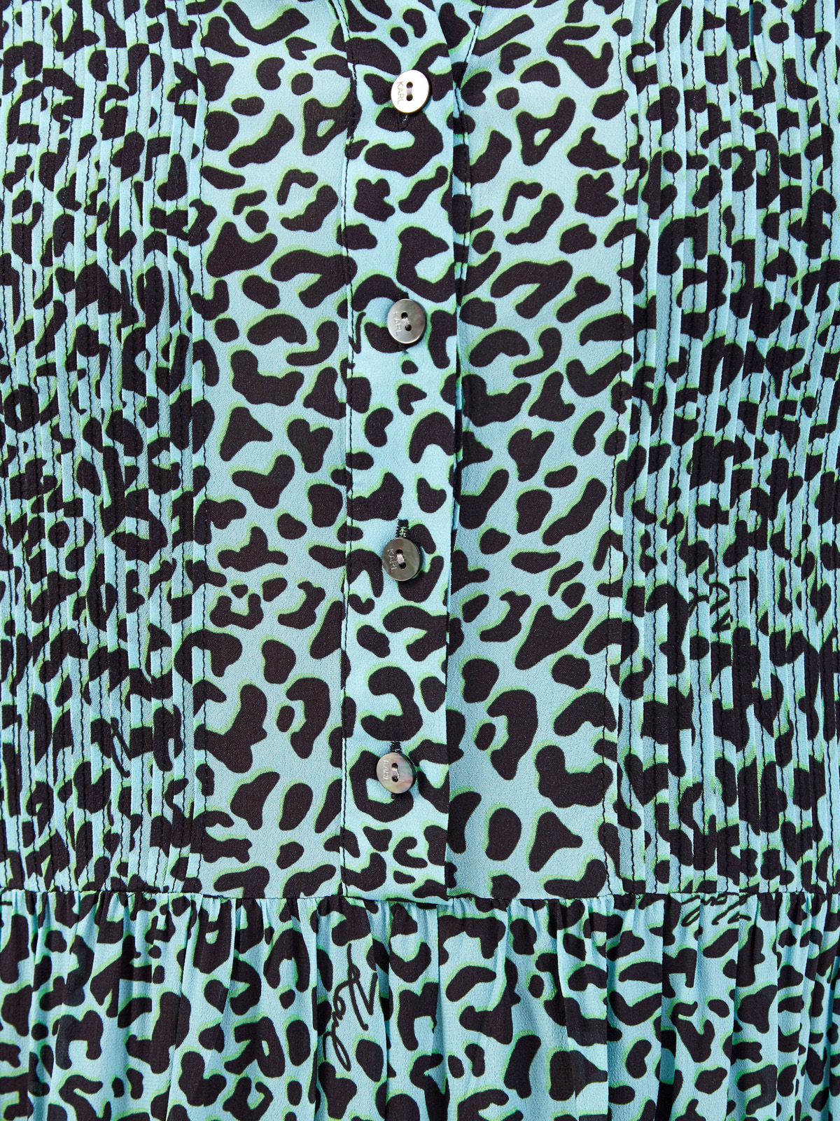 Платье из вискозы с плиссированным подолом и принтом KARL LAGERFELD, цвет голубой, размер L;XL;2XL;M - фото 5