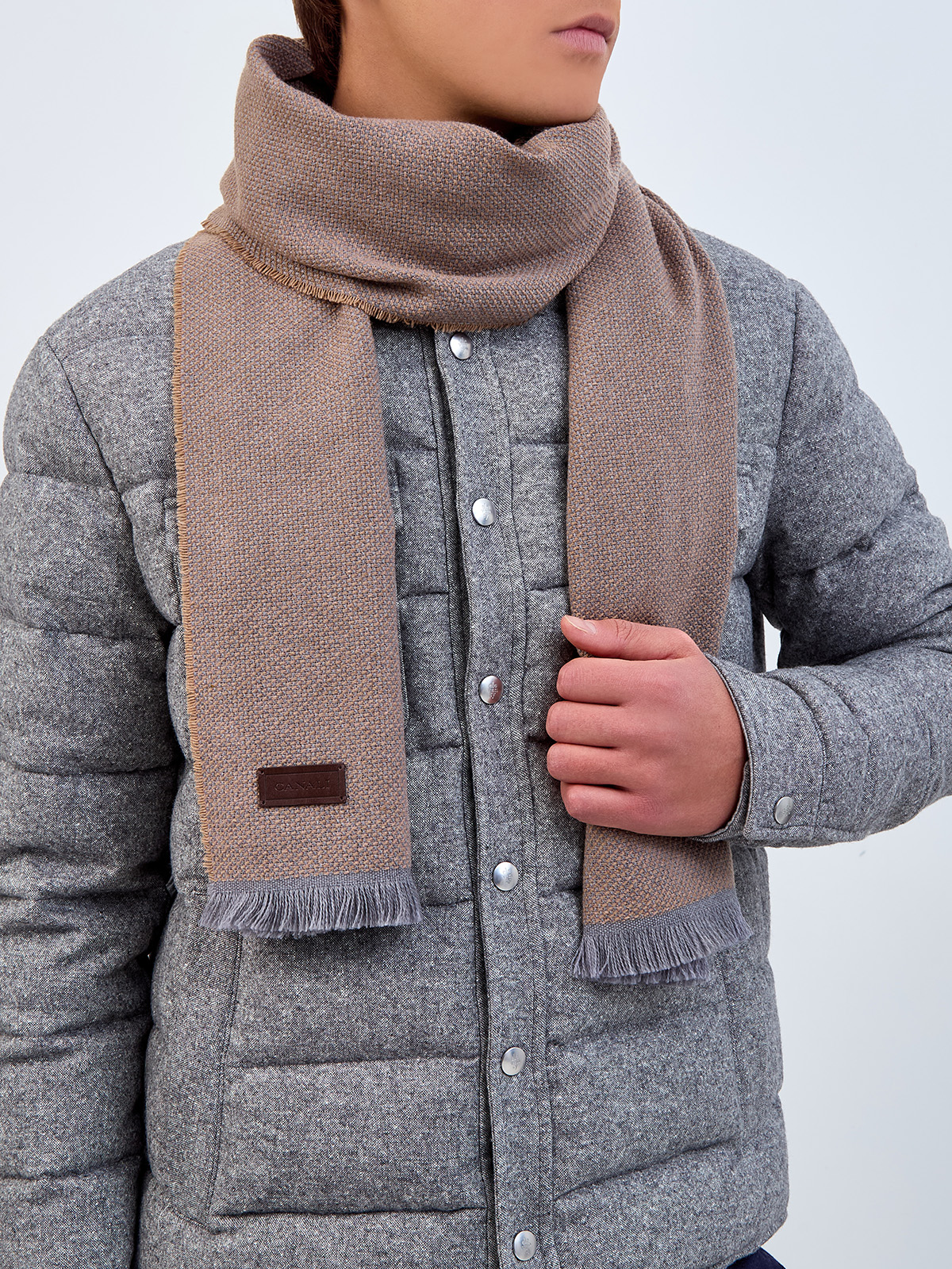 Шарф в стиле sprezzatura из шерсти и кашемира Бежевый, фото 2