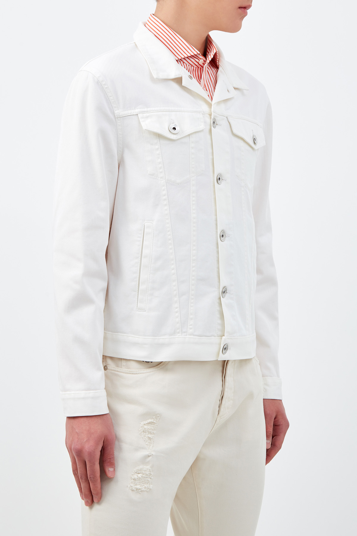 Белая куртка из легкого денима с объемными швами BRUNELLO CUCINELLI, цвет белый, размер 50;54;48 - фото 3