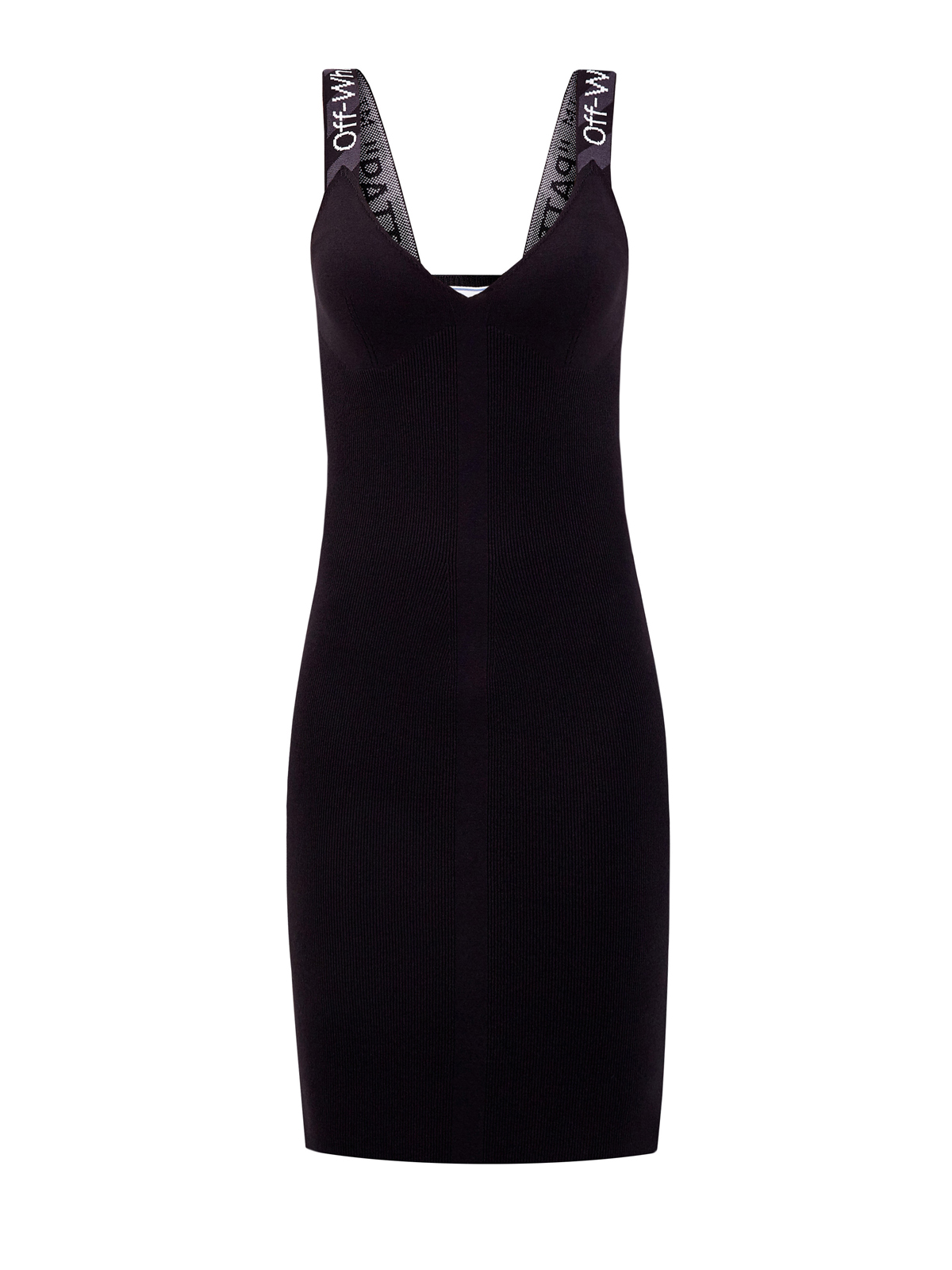 Платье в стиле спортшик из эластичной пряжи OFF-WHITE, цвет черный, размер 38;40 - фото 1