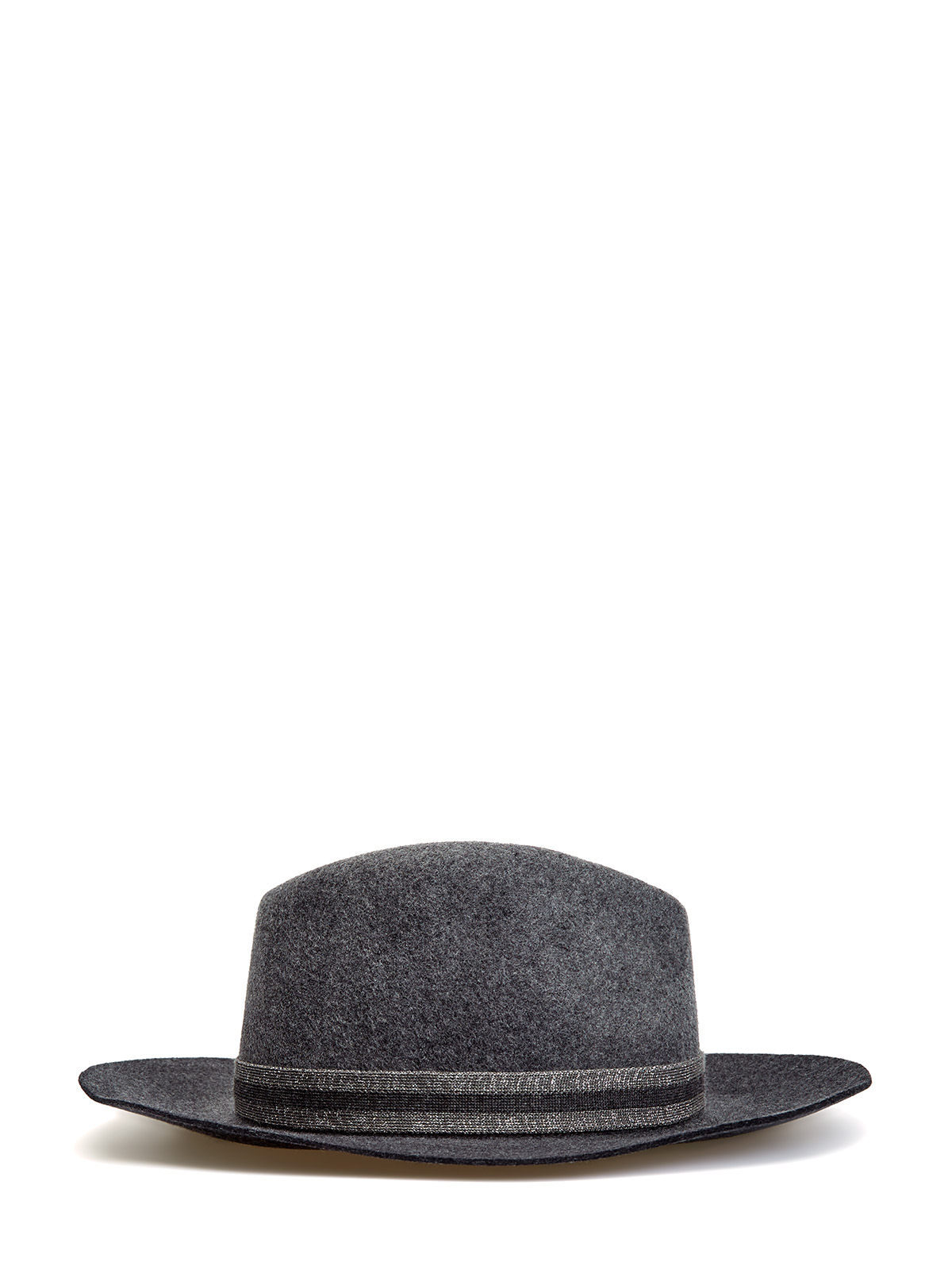 Шерстяная шляпа-трилби с лентой из люрекса LORENA ANTONIAZZI, цвет серый, размер S;M;L - фото 2