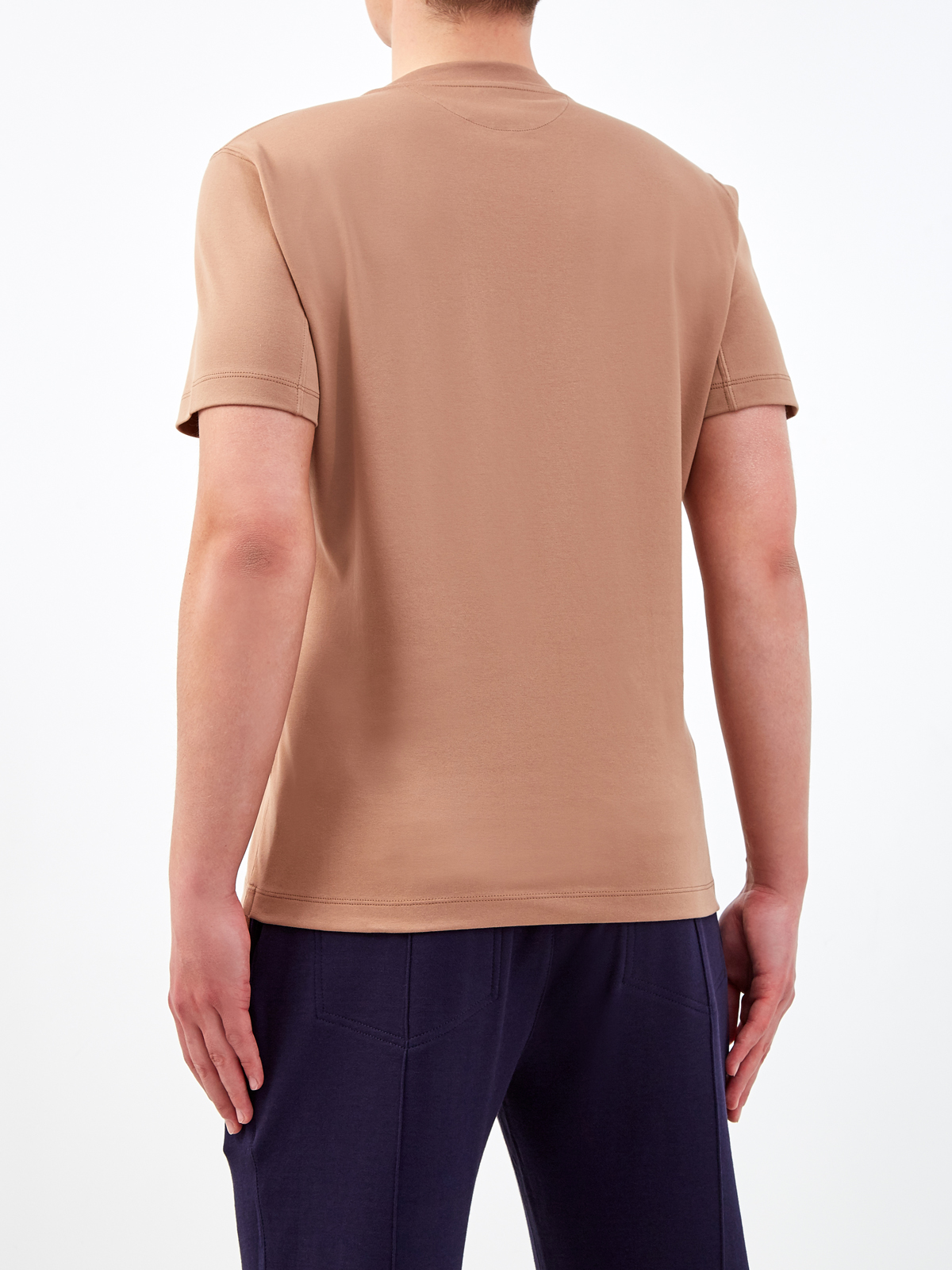 Однотонная футболка Slim Fit из мягкого джерси BRUNELLO CUCINELLI, цвет бежевый, размер 52;54;48 - фото 4