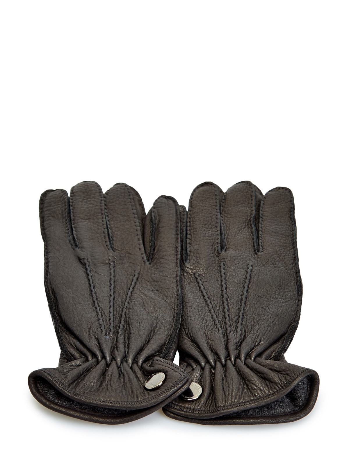 Перчатки из мягкой кожи и кашемира с фактурными швами MORESCHI, цвет черный, размер S;M;L - фото 2