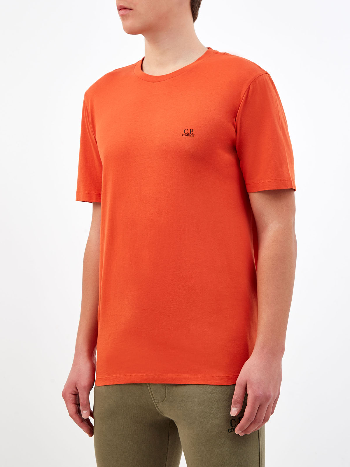 Хлопковая футболка с принтом Goggle Hood и логотипом C.P.COMPANY, цвет оранжевый, размер S;L;XL;2XL - фото 3