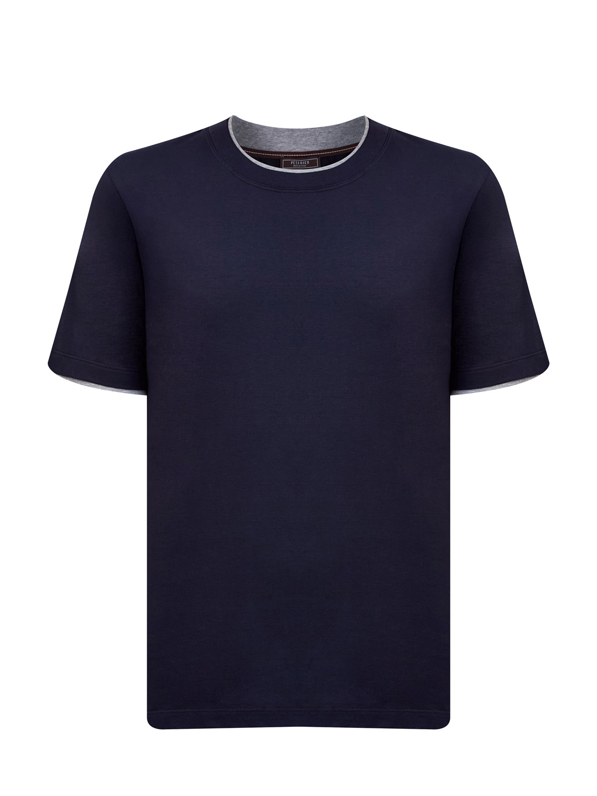 

Футболка из джерси с двойной окантовкой и логотипом, Синий, Футболка из джерси с двойной окантовкой и логотипом