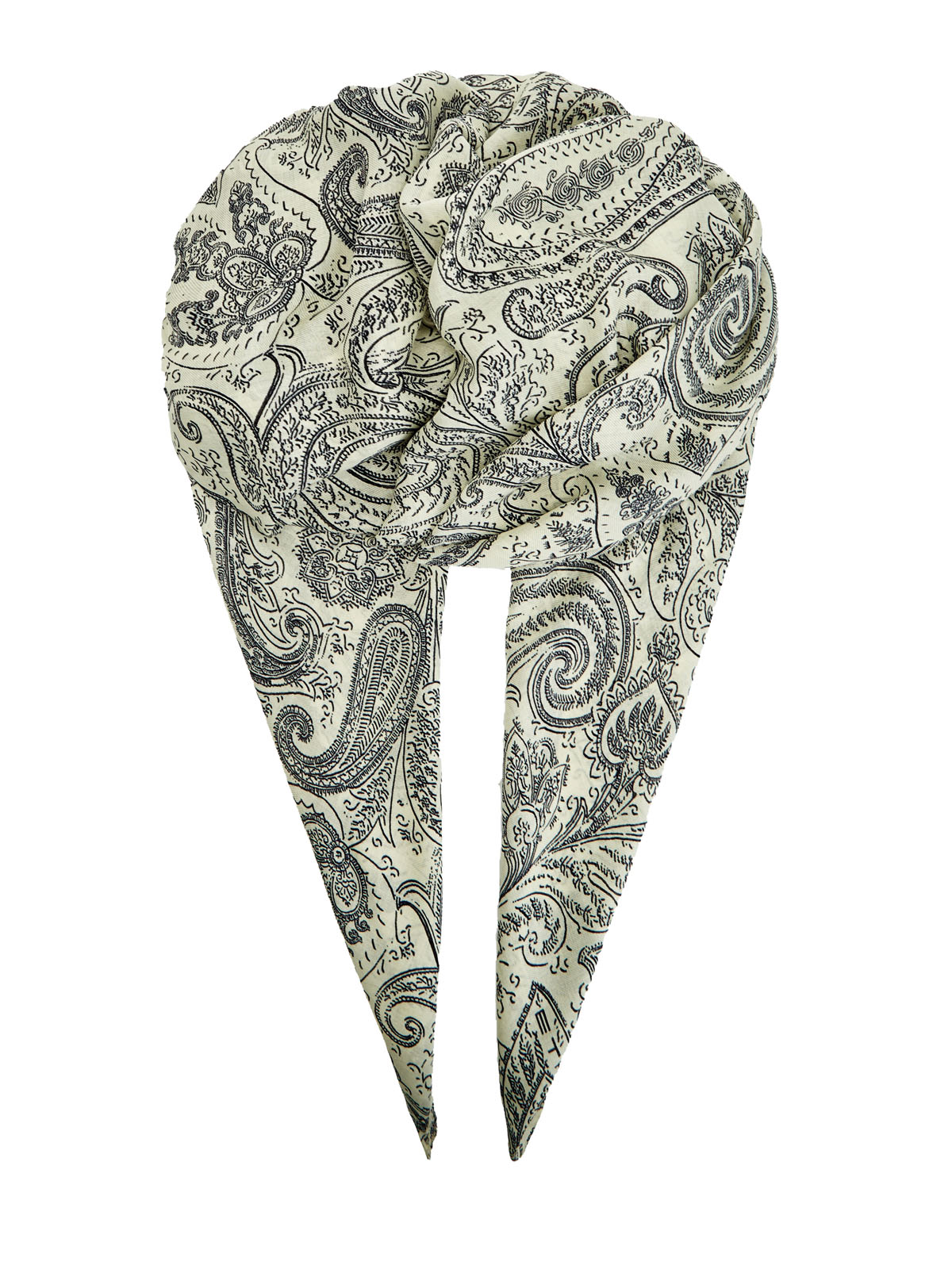 Легкая шаль из шерсти и шелка с фирменным паттерном ETRO, цвет бежевый, размер 42;43;44;45