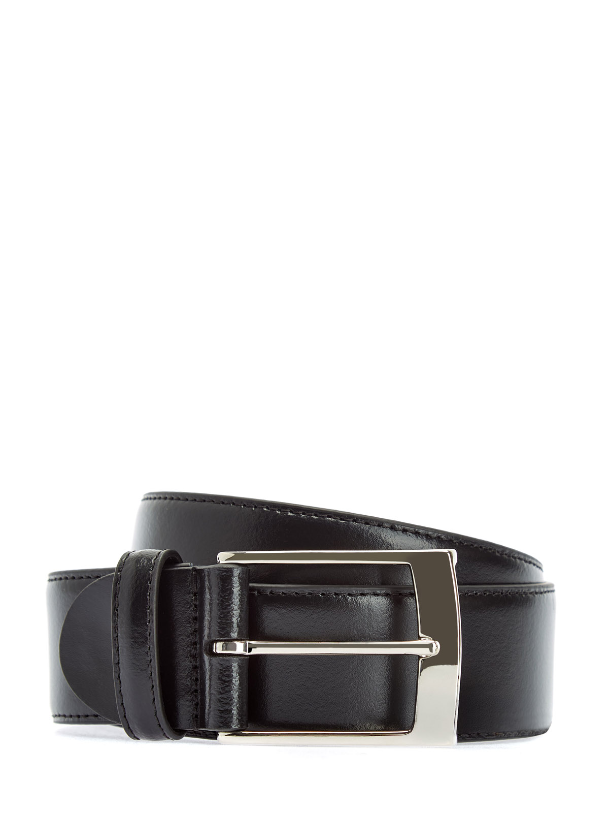 

Классический ремень из полированной телячьей кожи, Черный, Классический ремень из полированной телячьей кожи