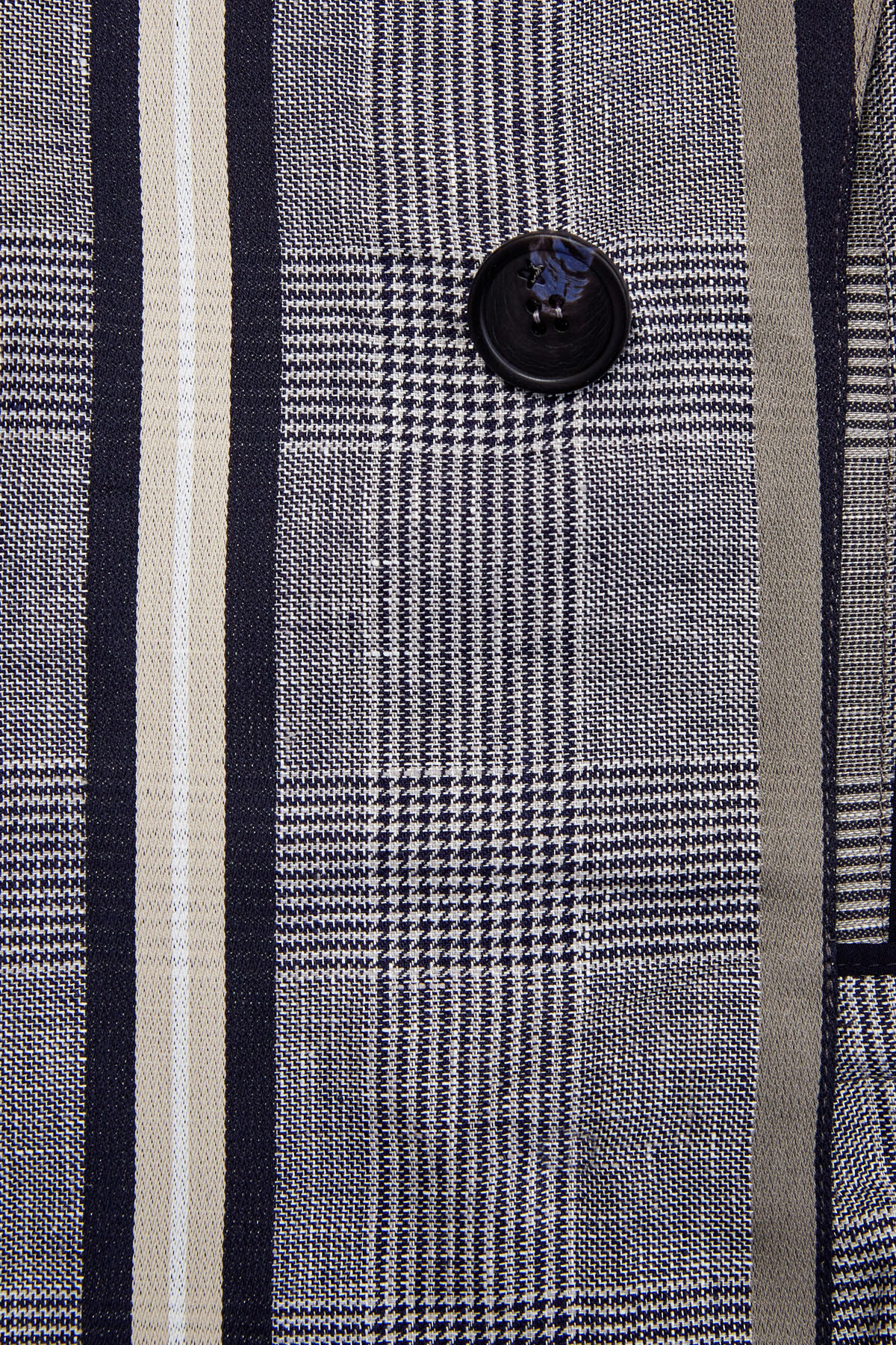 Клетчатый двубортный жакет изо льна со вставками-лентами LORENA ANTONIAZZI, цвет серый, размер 46;50;40 - фото 7