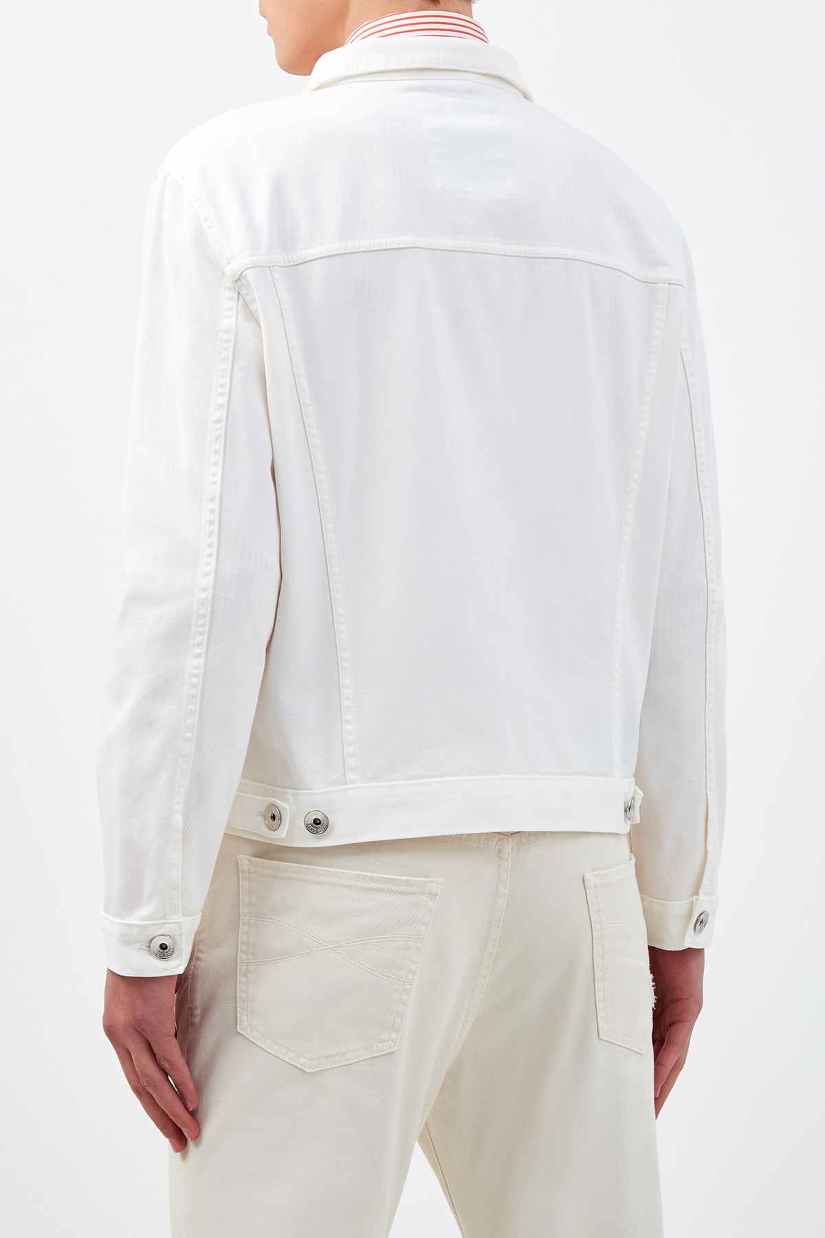 Белая куртка из легкого денима с объемными швами BRUNELLO CUCINELLI, цвет белый, размер 50;54;48 - фото 4