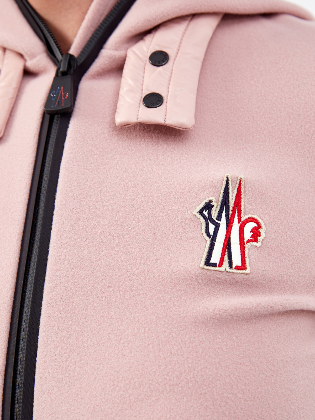 Толстовка из эластичного флиса с логотипом бренда MONCLER, цвет розовый, размер XS;S;M;L - фото 5