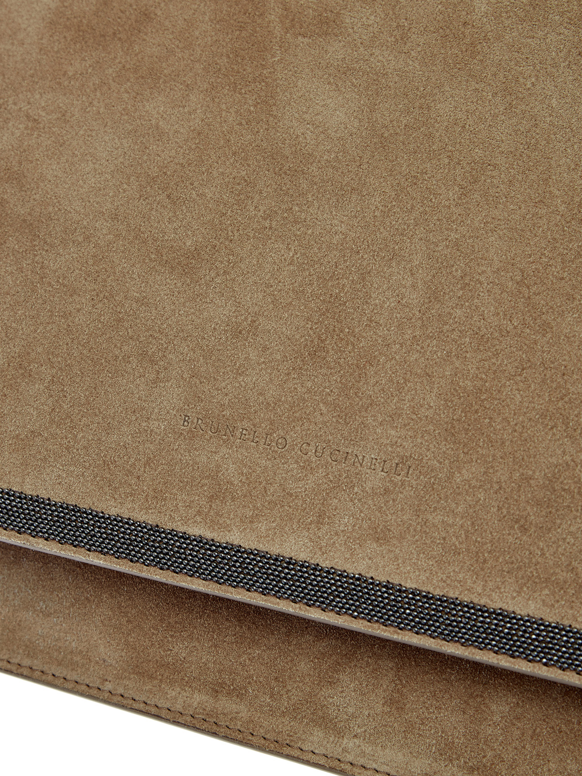 Сумка Soft из замши с элегантной окантовкой Мониль BRUNELLO CUCINELLI, цвет коричневый, размер 42;40 - фото 5