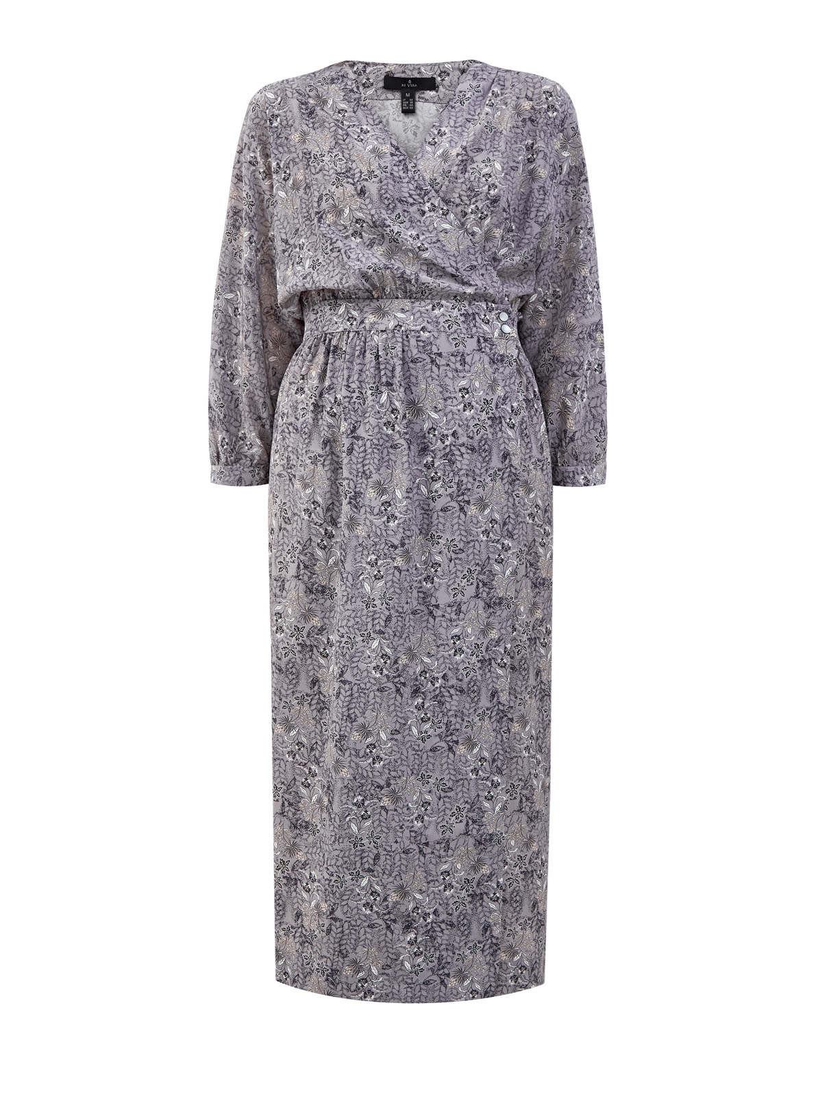 Платье-миди из легкого шелка с флористическим принтом RE VERA, цвет серый, размер L;XL;2XL;M - фото 1
