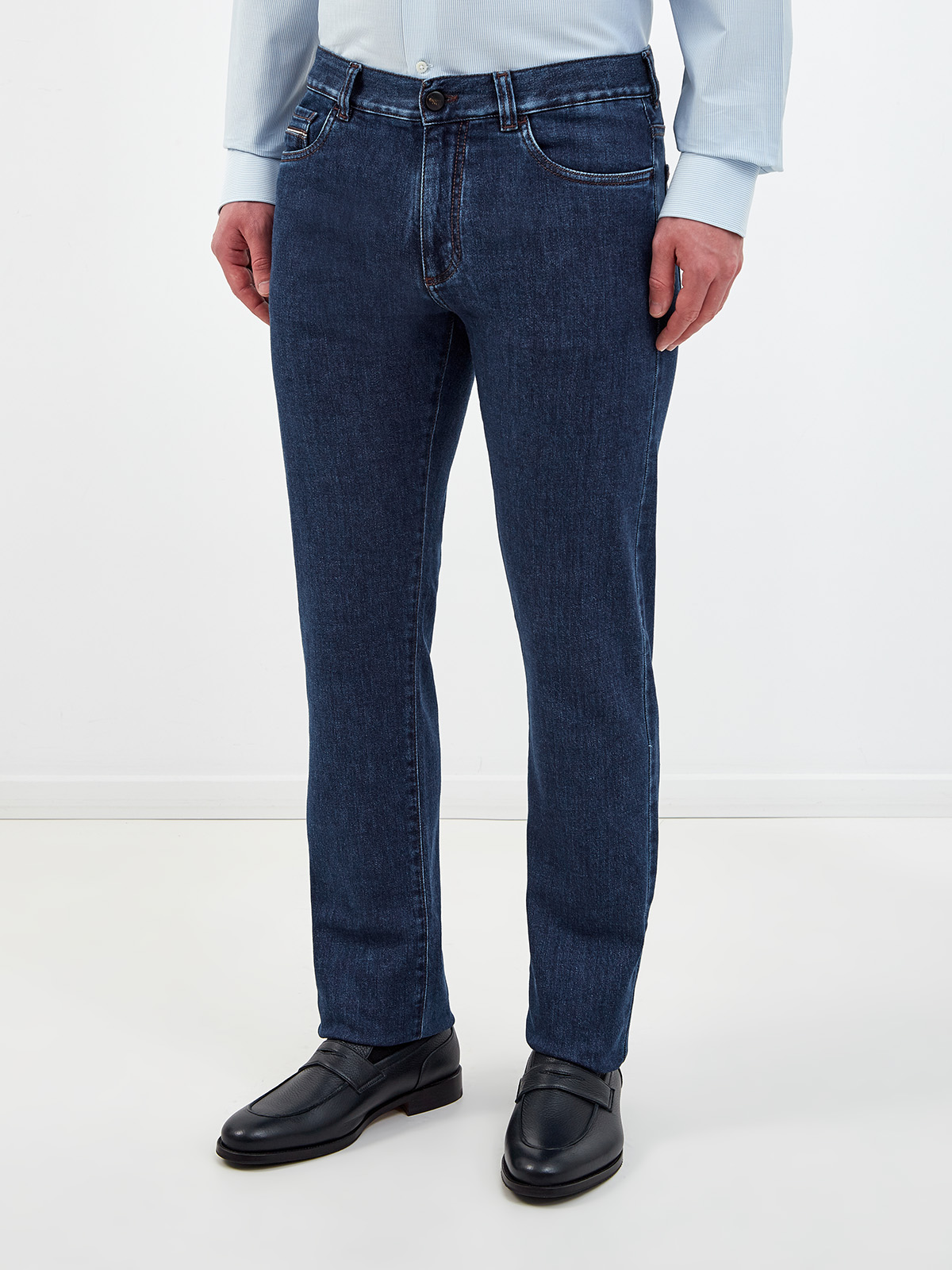 Прямые джинсы из хлопкового денима с волокнами кашемира CANALI, цвет синий, размер 48;50;52;54;56;58;60 - фото 3