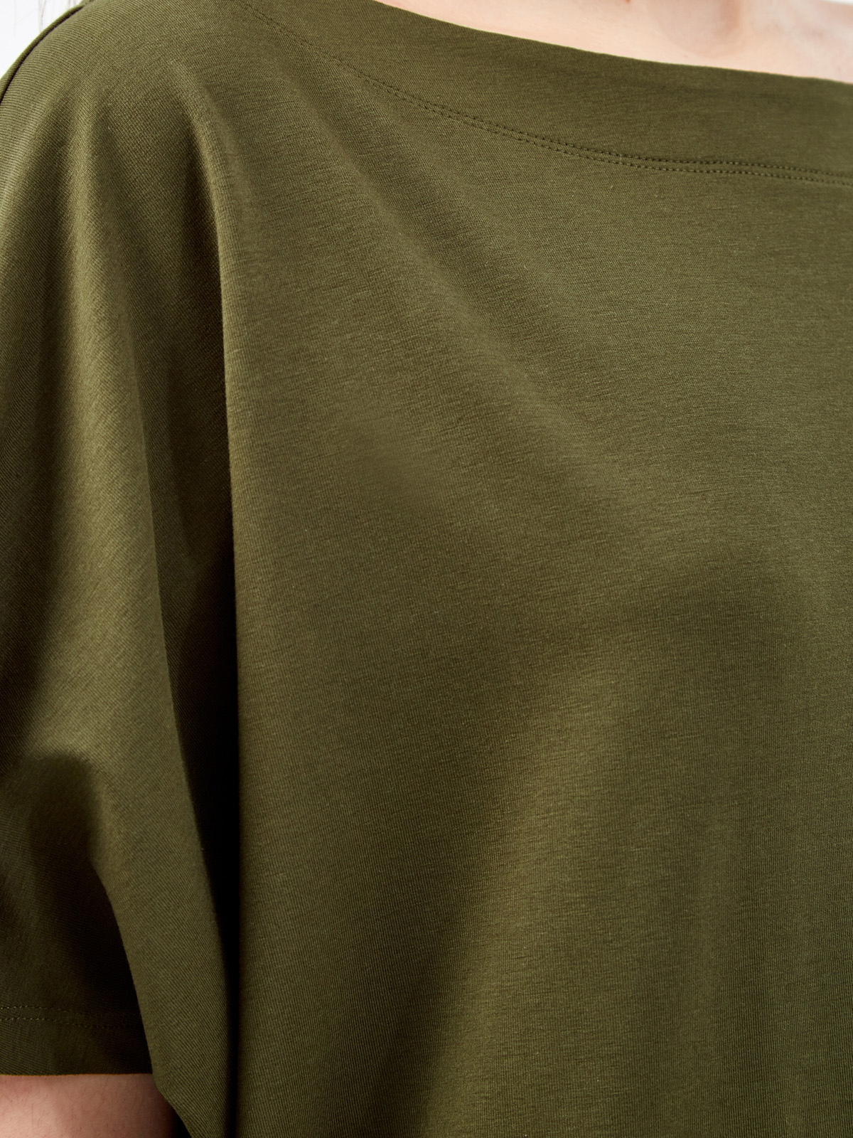 Асимметричное платье прямого кроя из хлопка и модала RE VERA, цвет коричневый, размер M;L;XL;2XL;S - фото 5
