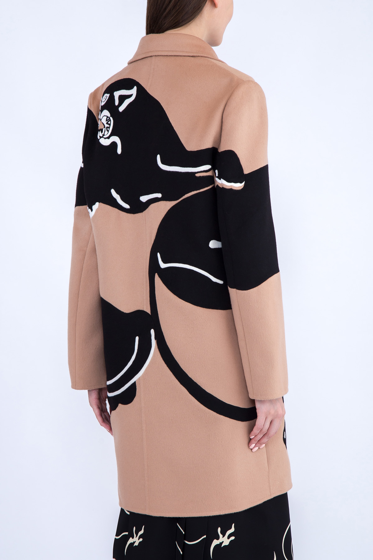 Пальто из шерсти и кашемира с интарсией VALENTINO, цвет бежевый, размер 44 - фото 4