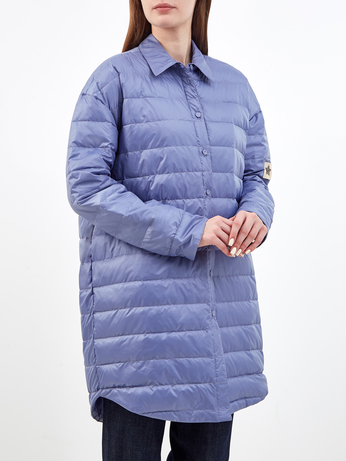 Удлиненная куртка с символикой Swarovski® и отложным воротом LORENA ANTONIAZZI, цвет синий, размер 42;44;40 - фото 3