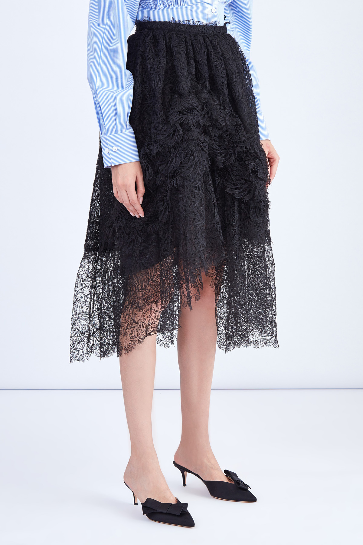 Многослойная кружевная юбка в стиле 80-х ERMANNO SCERVINO, цвет черный, размер 40 - фото 3