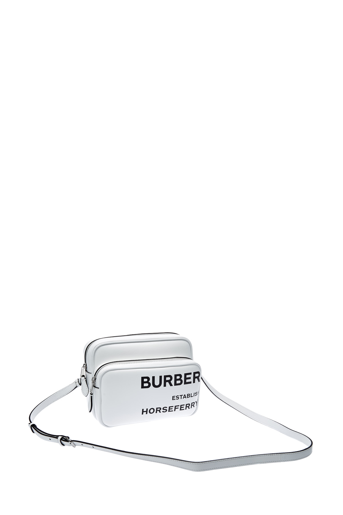 Camera bag из габардина с глянцевым покрытием и принтом Horseferry BURBERRY, цвет белый, размер 36.5;37;38;39 - фото 3