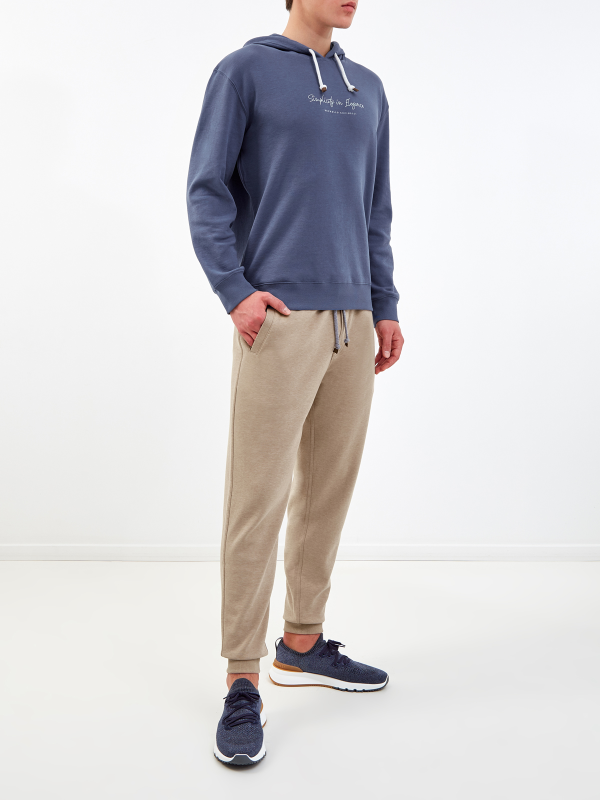 Хлопковые брюки-джоггеры из футера с эластичной отделкой BRUNELLO CUCINELLI, цвет бежевый, размер 50;52;54 - фото 2
