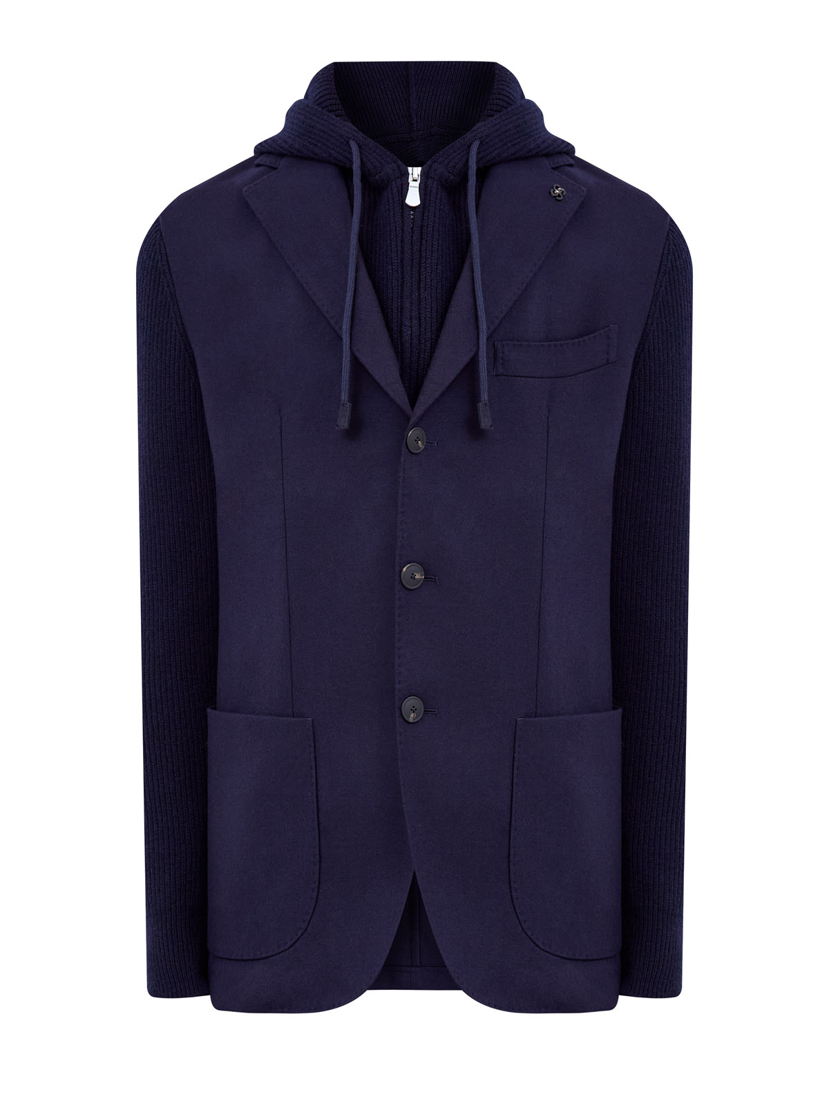 

Спортивный пиджак-трансформер из шерсти с капюшоном, Синий, Спортивный пиджак-трансформер из шерсти с капюшоном