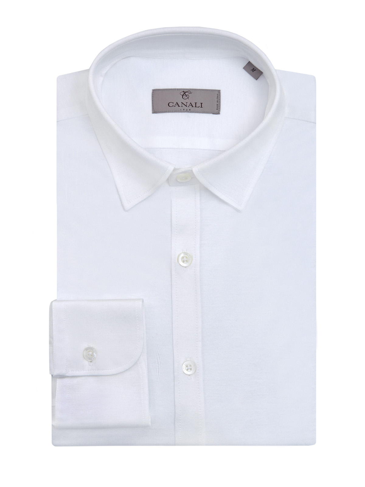 Однотонная рубашка в стиле sprezzatura из мягкого хлопка CANALI, цвет белый, размер 48;50;52;54 - фото 1