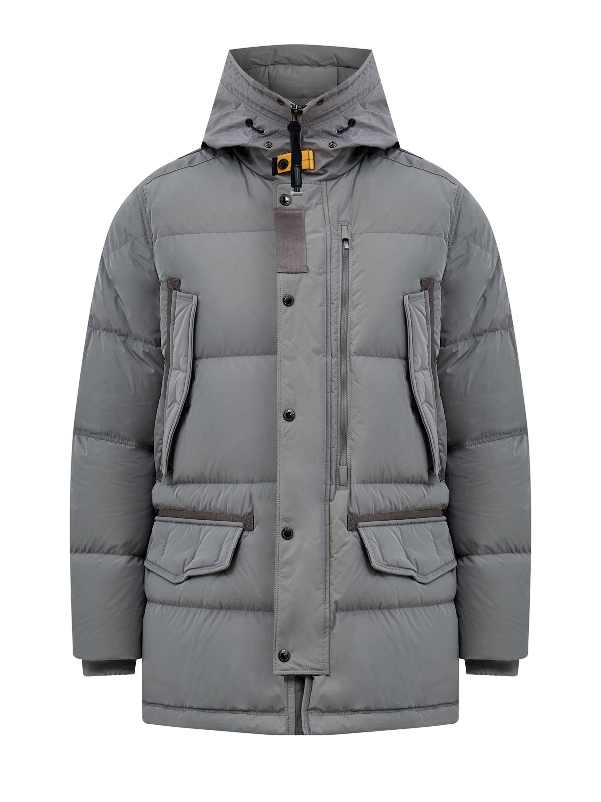 Пуховик из матового микрорепса с капюшоном и штормовой планкой 118900₽