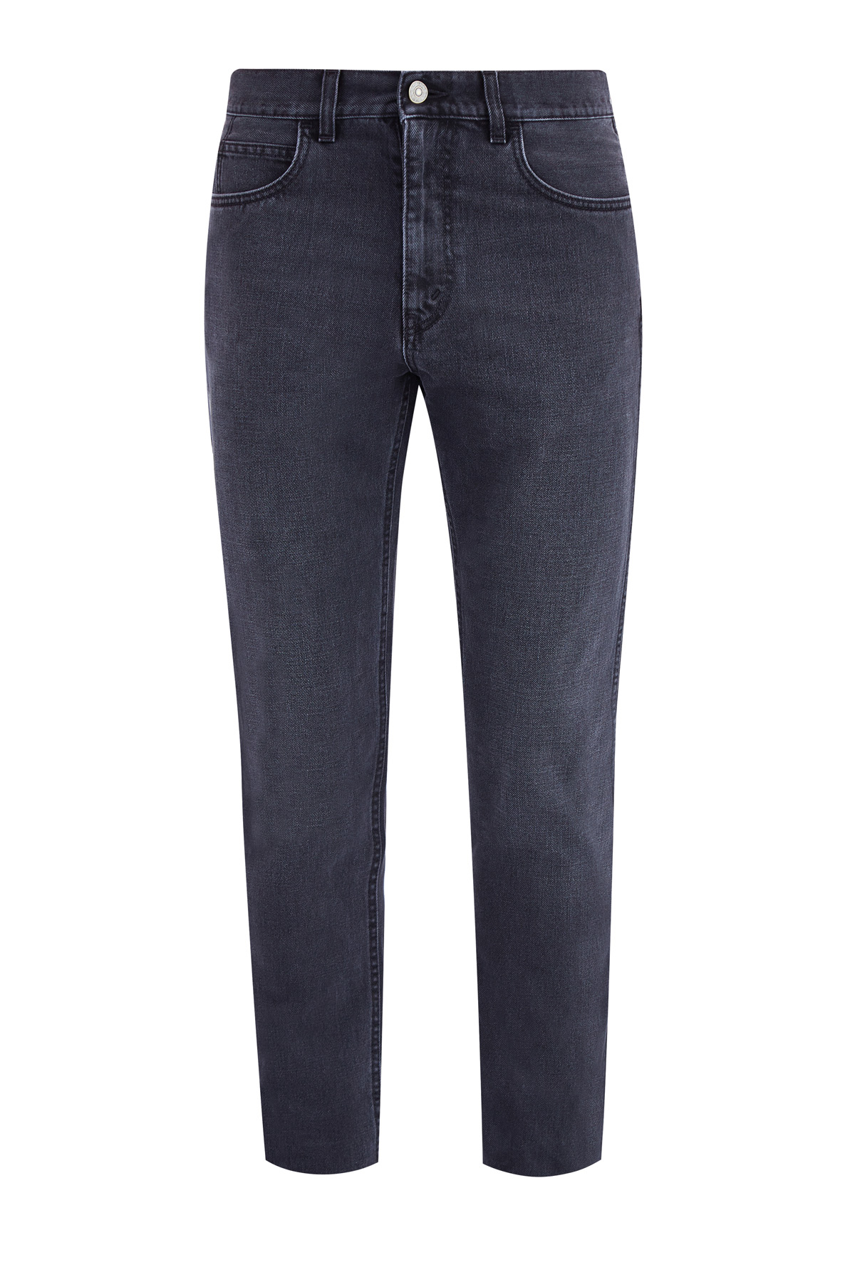 

Джинсы slim fit из хлопкового денима черного тона с легким высветлением