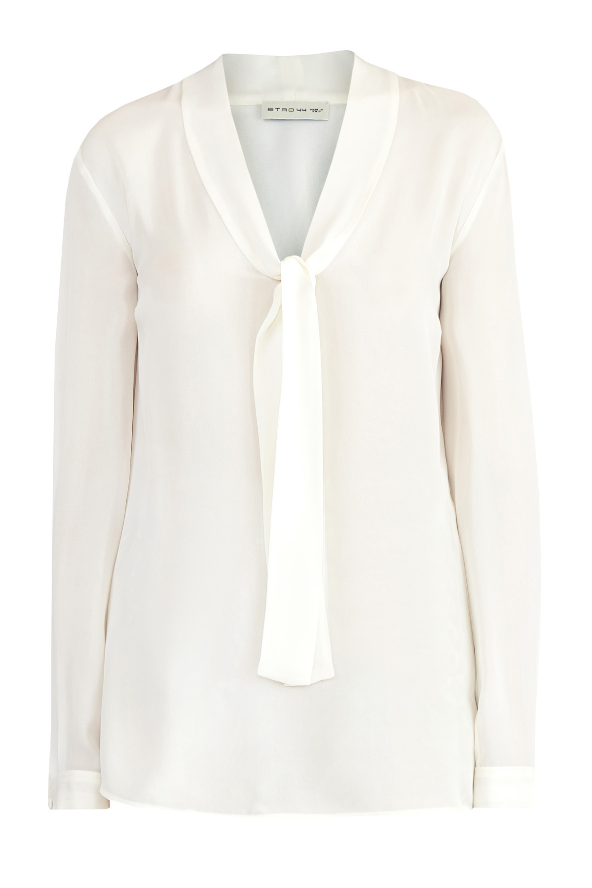 Свободная блуза из шелка с лентами на вороте ETRO, цвет бежевый, размер 46;48 - фото 1