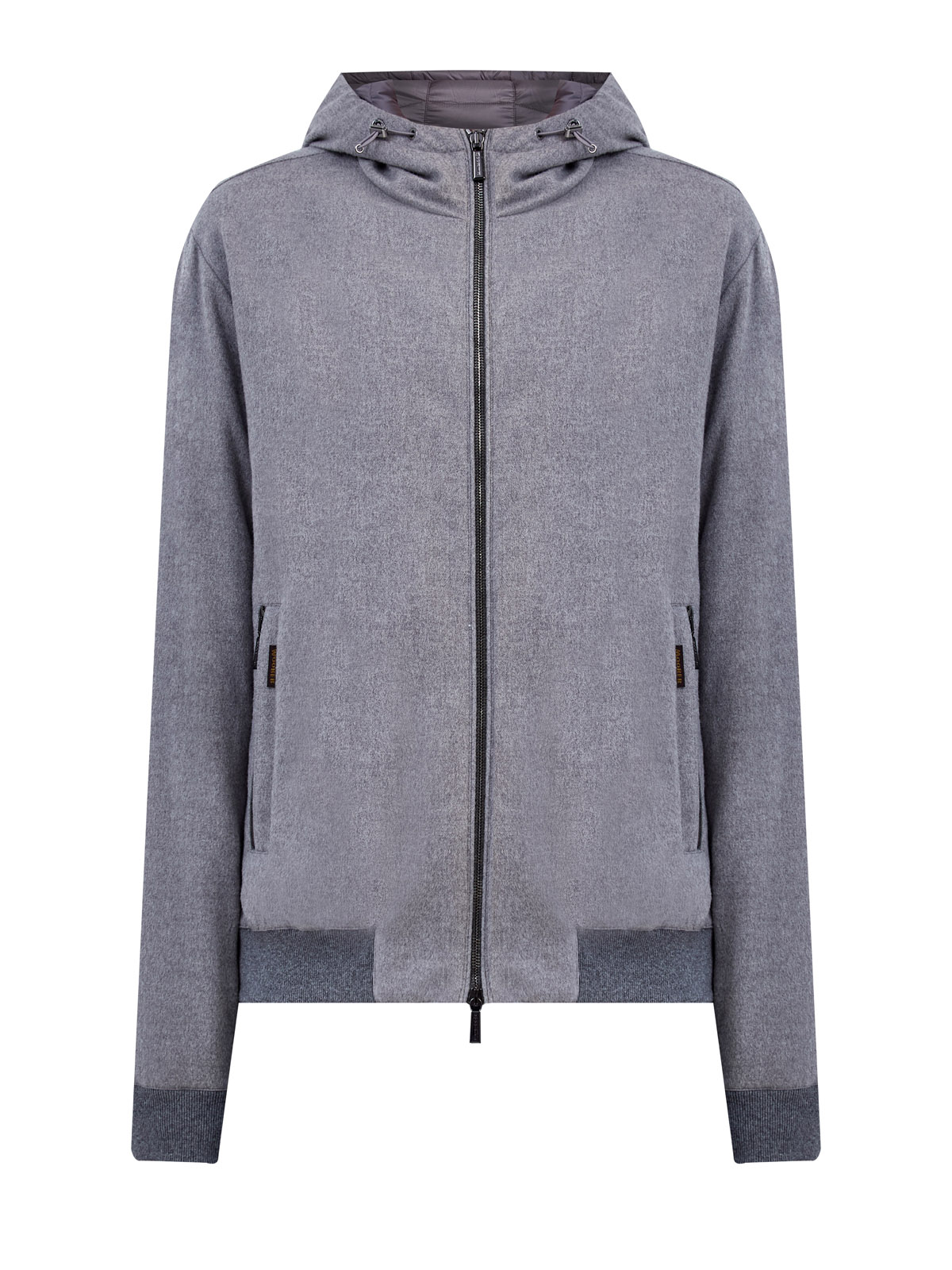 Пуховый бомбер из шерстяной фланели Acqua с капюшоном 248900₽