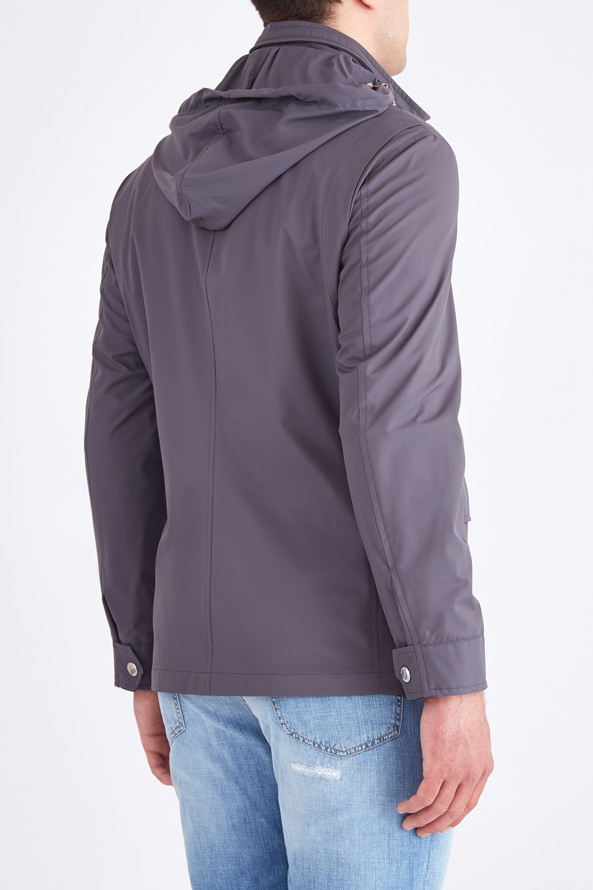 Ветровка из влагостойкой ткани с накладными карманами и капюшоном BRUNELLO CUCINELLI, цвет серый, размер 50;56 - фото 4
