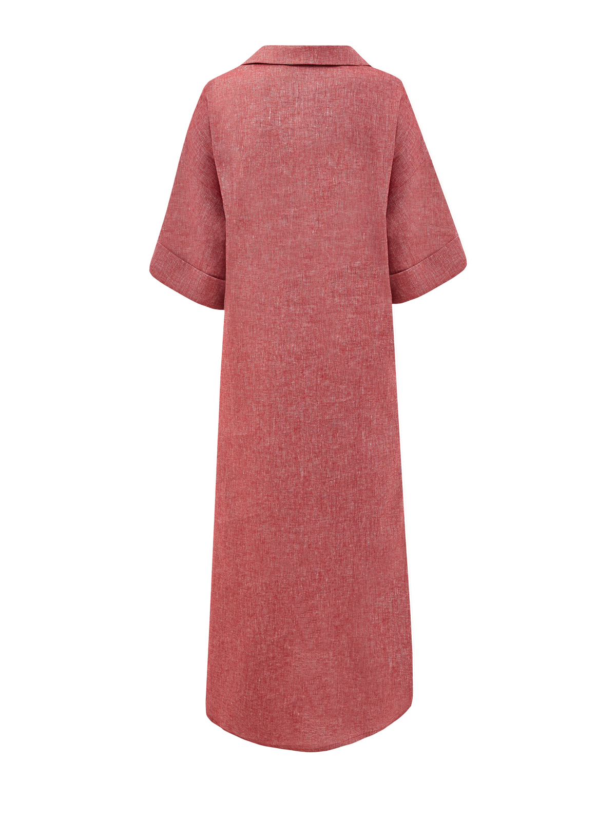 Свободное платье из меланжевого хлопка и льна с цепочками RE VERA, цвет бордовый, размер 48;50;46 - фото 2