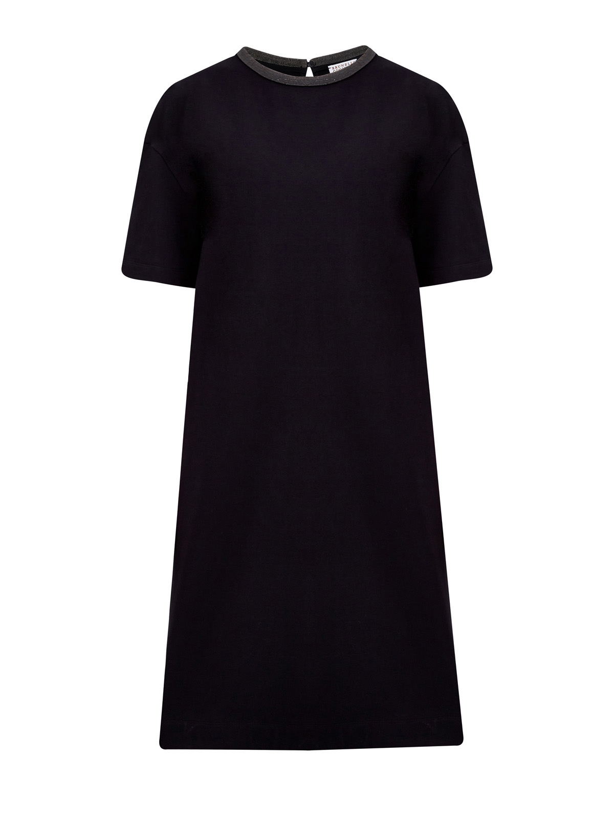 Платье из хлопкового футера с ювелирной окантовкой Мониль BRUNELLO CUCINELLI, цвет черный, размер 44;46;48