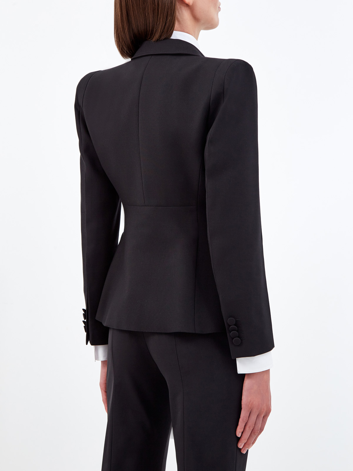 Жакет архитектурного кроя из шелковой саржи VALENTINO, цвет черный, размер 40;42 - фото 4