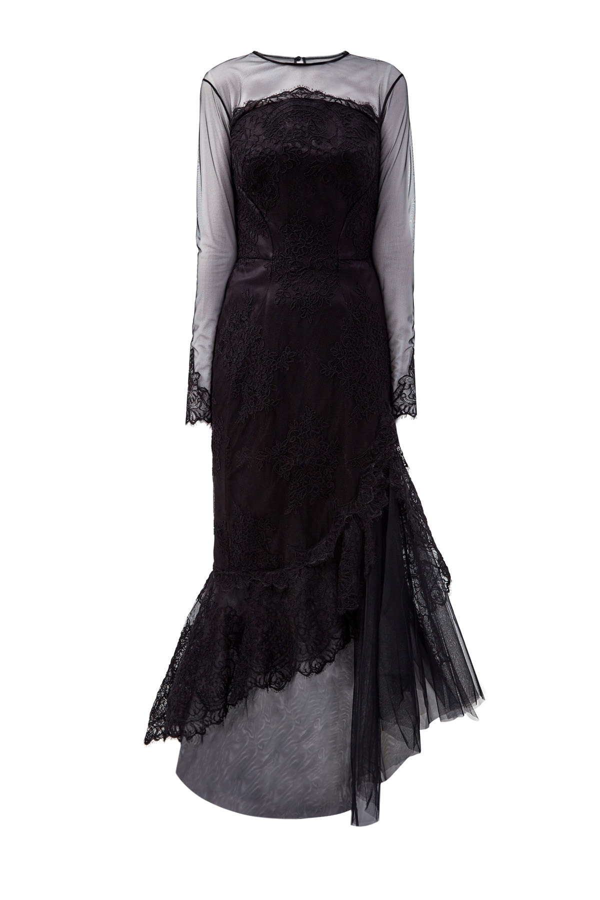 Платье ручной работы из вуали и атласа ERMANNO SCERVINO, цвет черный, размер 40 - фото 1