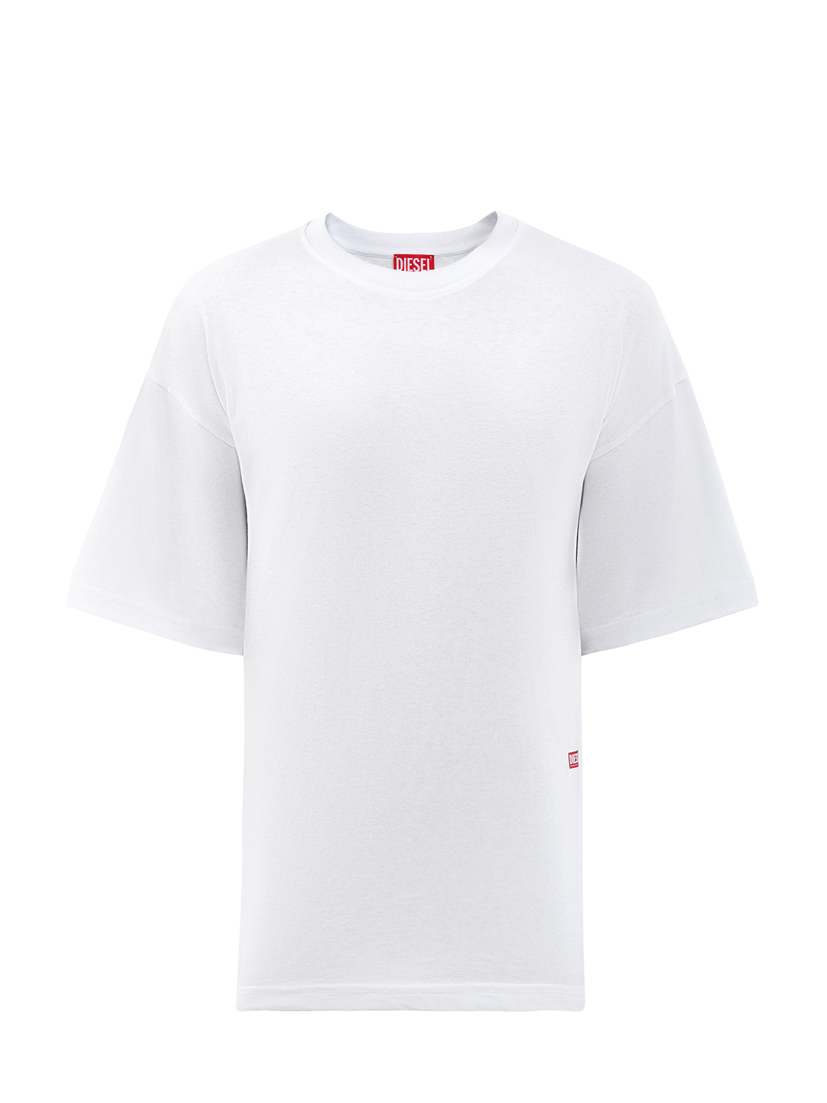 Свободная футболка T-Boxt из хлопка с принтом и логотипом DIESEL, цвет белый, размер S;M