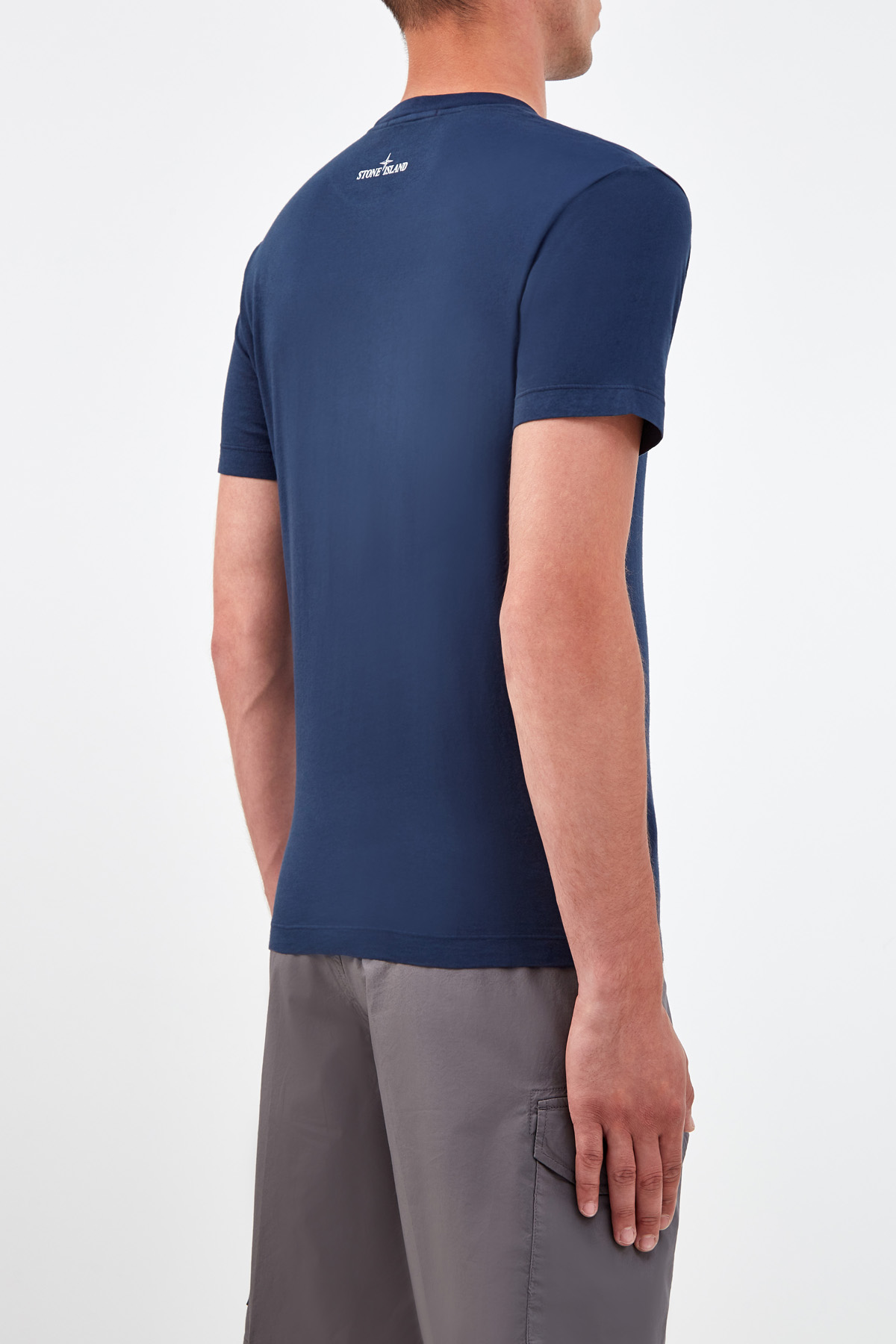 Хлопковая футболка из гладкого джерси с контрастным принтом STONE ISLAND, цвет синий, размер S - фото 4