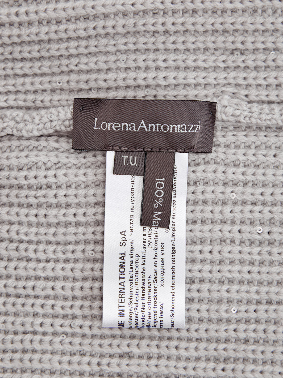 Капор из шерстяной пряжи с миниатюрными пайетками LORENA ANTONIAZZI, цвет серый, размер 36;37;38;40;41 - фото 4