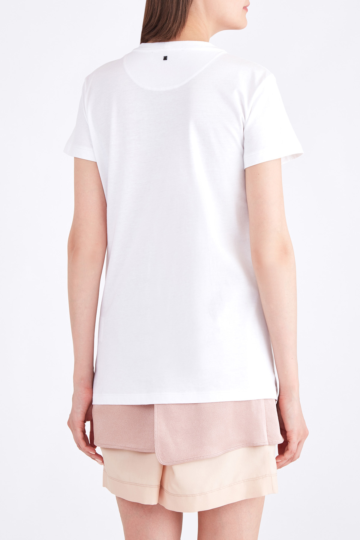 Хлопковая футболка с черно-белой аппликацией и вышивкой пайетками VALENTINO, цвет белый, размер 42;44 - фото 4