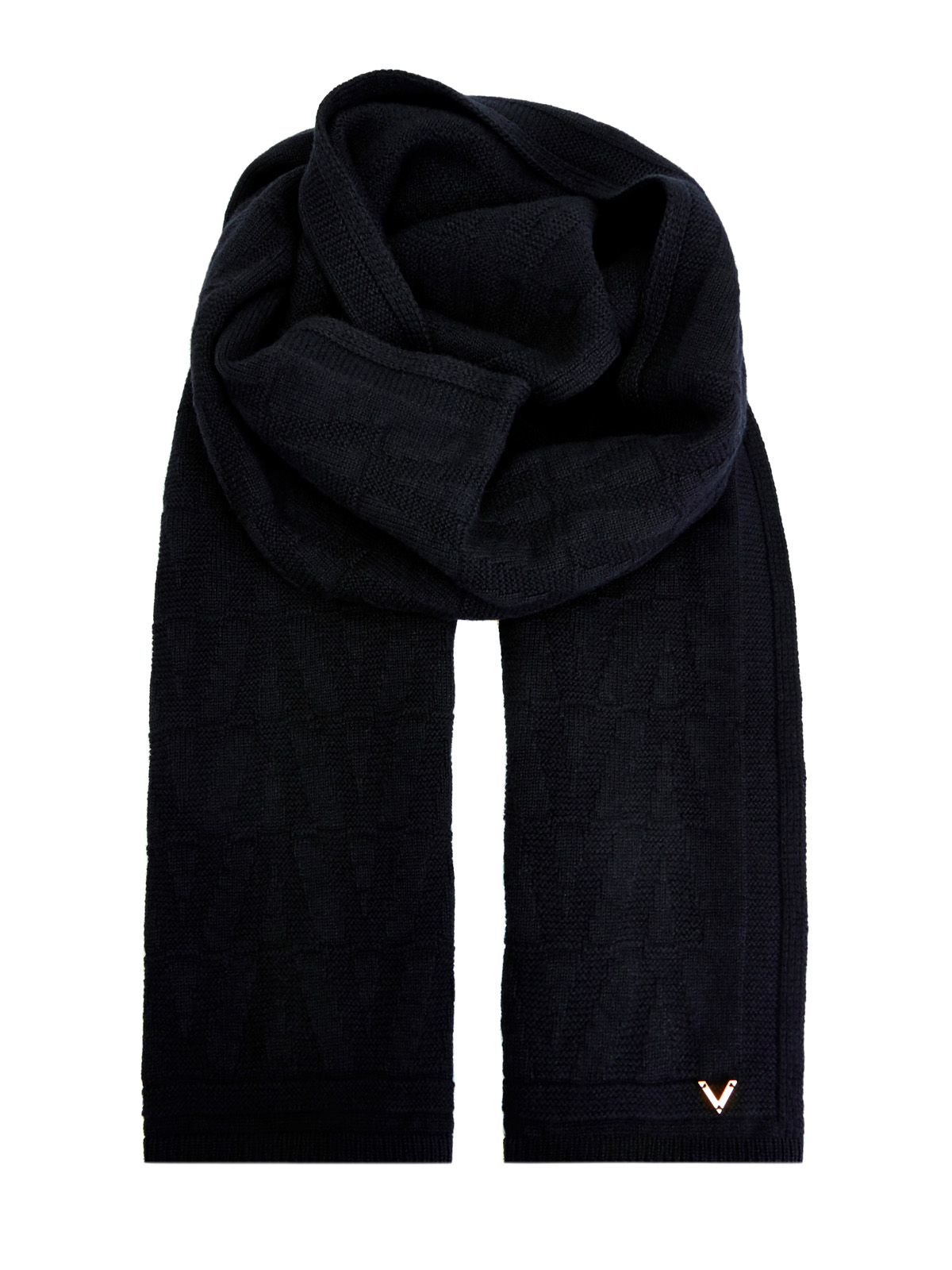 Вязаный шарф из шерсти и кашемира с литой символикой VALENTINO GARAVANI, цвет черный, размер 36;36.5;37;37.5;38;38.5;39;40;41;39.5