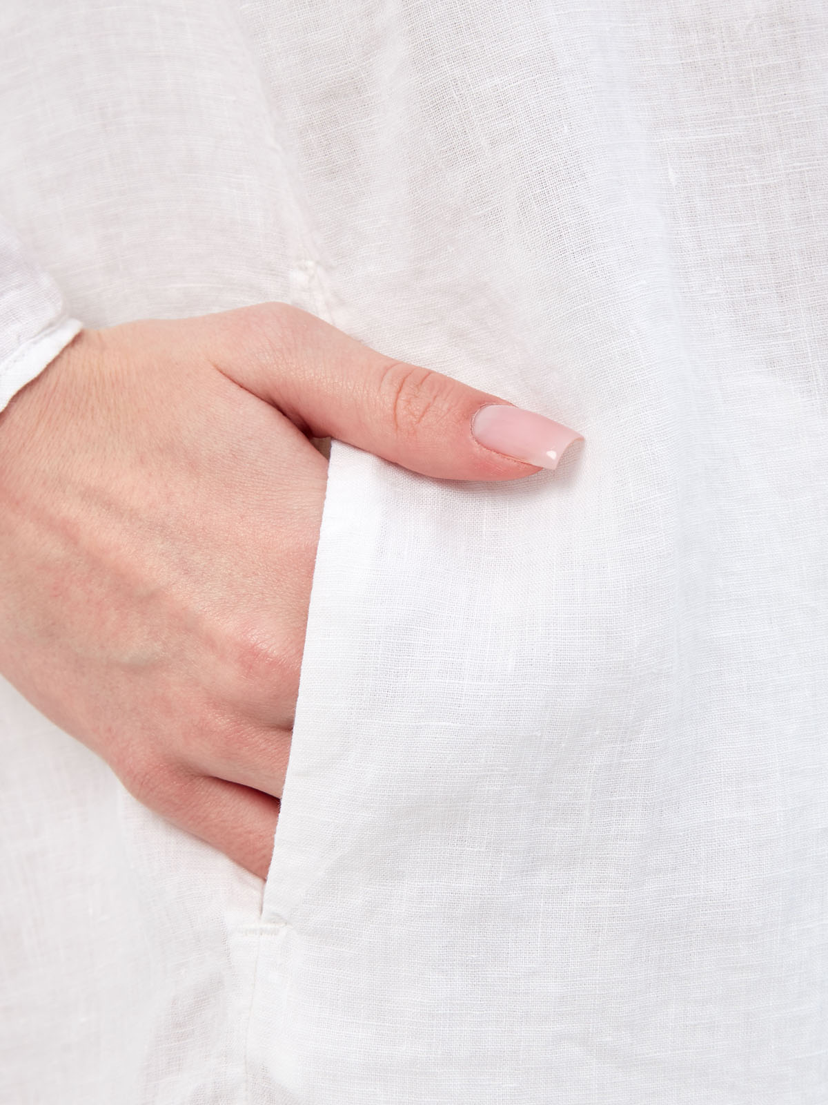 Льняное платье-рубашка с карманами и французским воротом GRAN SASSO, цвет белый, размер 44;46;48;40 - фото 5