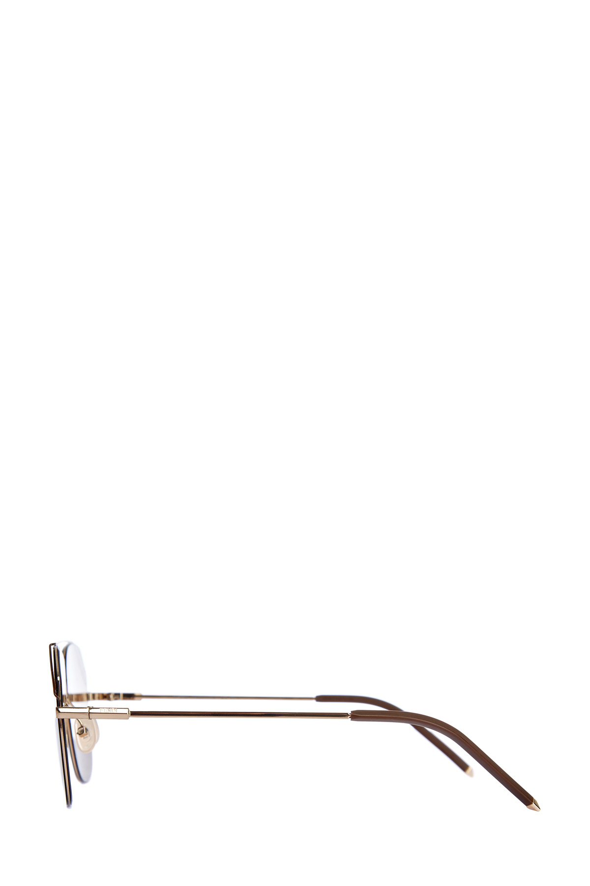 Очки-авиаторы в тонкой металлической оправе с комбинированными дужками FENDI (sunglasses), цвет коричневый, размер 44 - фото 3