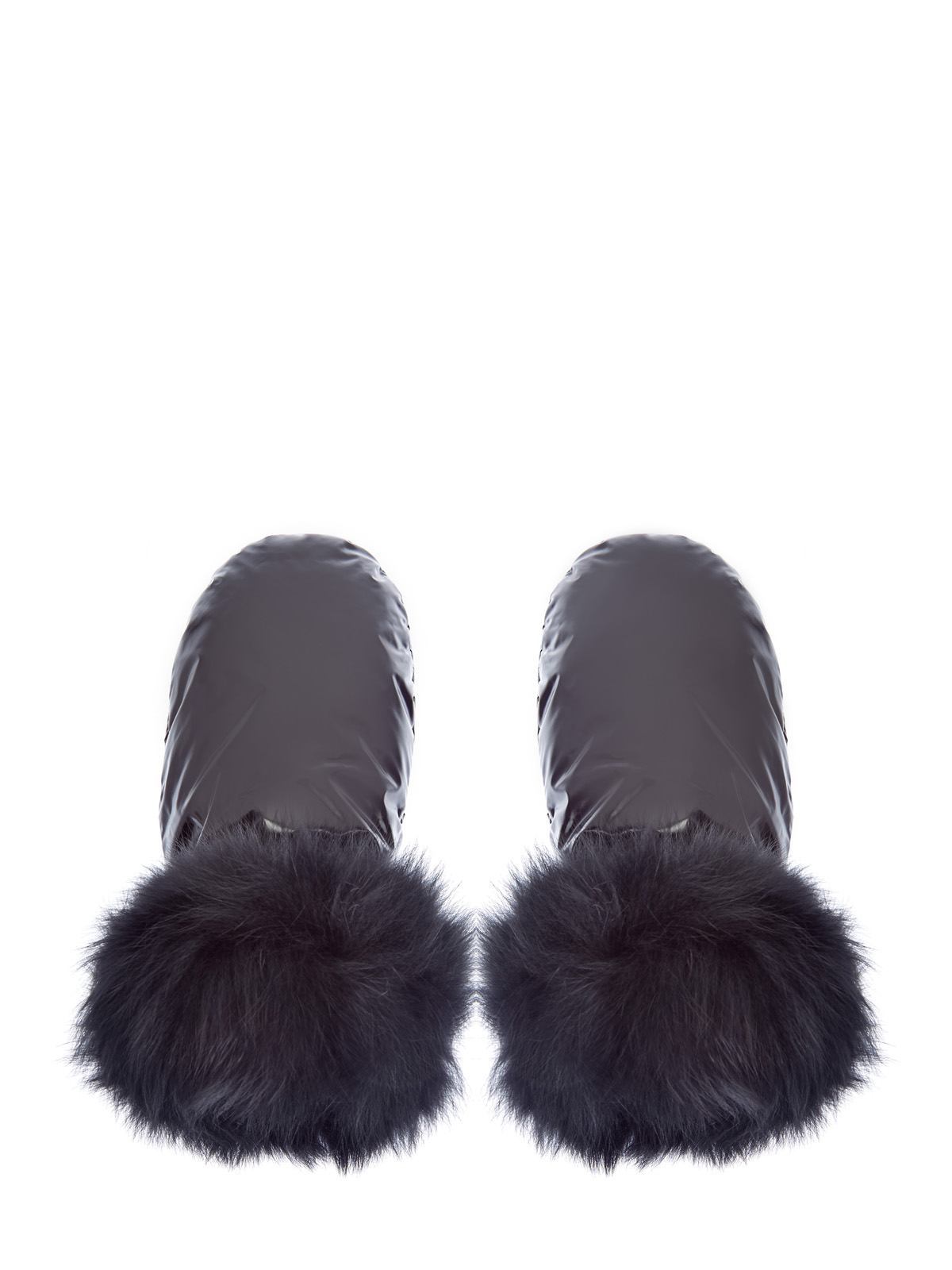 Однотонные варежки с отделкой из меха финской лисы YVES SALOMON, цвет черный, размер 36.5;37.5;38;39.5;40;37;39