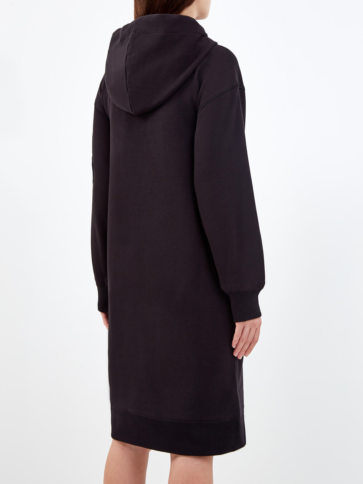Платье-толстовка из гладкого хлопкового футера с логотипом MONCLER, цвет черный, размер S;M;XS - фото 4