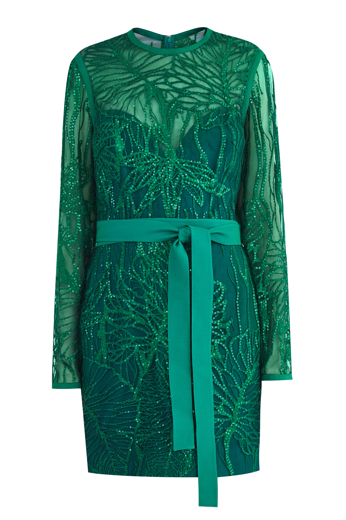 Яркое платье из гипюра в изумрудном оттенке с мерцающими пайетками ELIE SAAB, цвет зеленый, размер 40;44 - фото 1