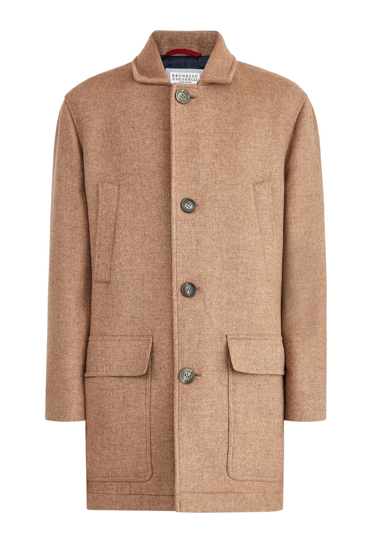Однобортное пальто из шерсти с классическим откидным лацканом BRUNELLO CUCINELLI, цвет коричневый, размер 48;54 - фото 1