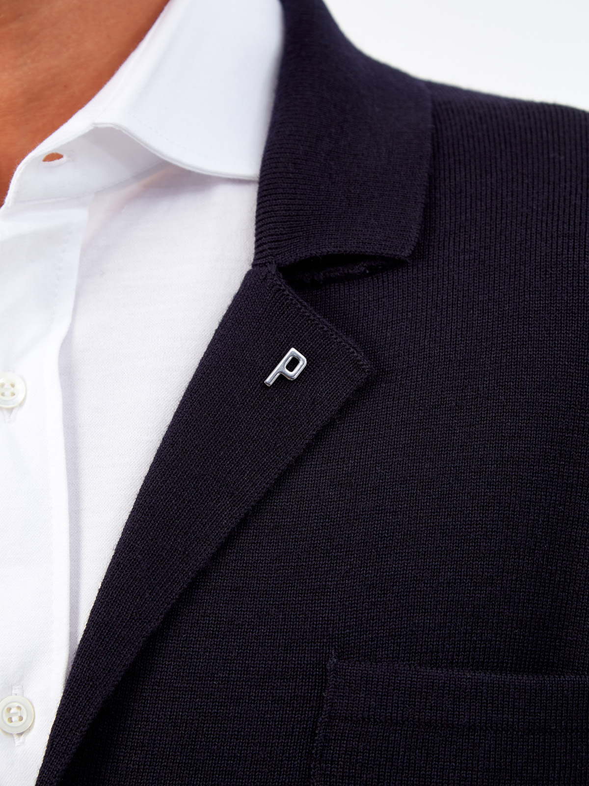 Кардиган из шерсти с накладными карманами и литой символикой PESERICO, цвет синий, размер 48;54 - фото 5