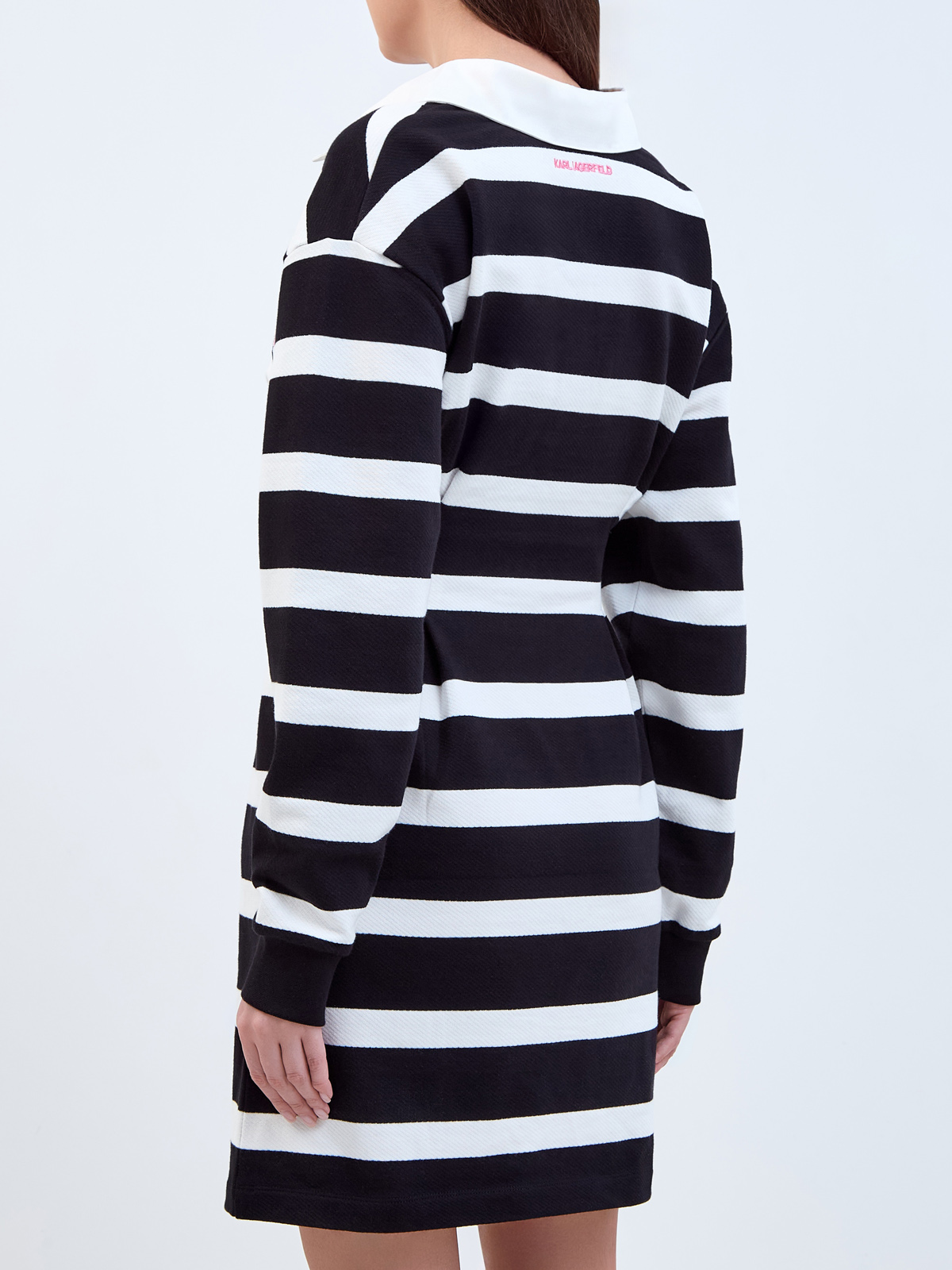 Хлопковое платье-толстовка в полоску с вышивкой из букле KARL LAGERFELD, цвет мульти, размер XS;S;M - фото 4