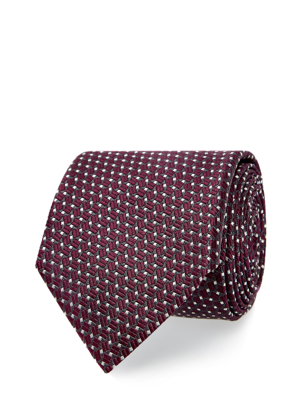 Шелковый галстук с фактурным геометрическим узором CANALI, цвет фиолетовый, размер 42;44;46;48;50;40