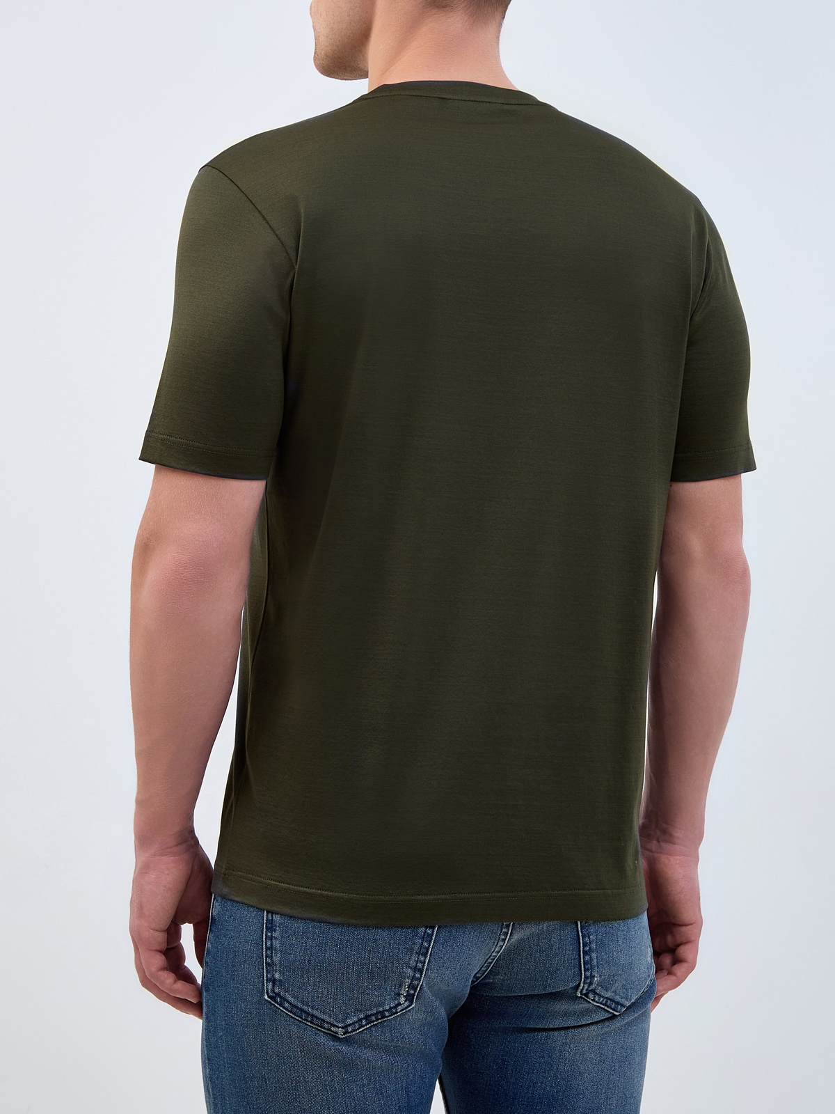Хлопковая футболка из гладкого джерси с логотипом в тон BERTOLO, цвет зеленый, размер 52;54;56;58 - фото 4