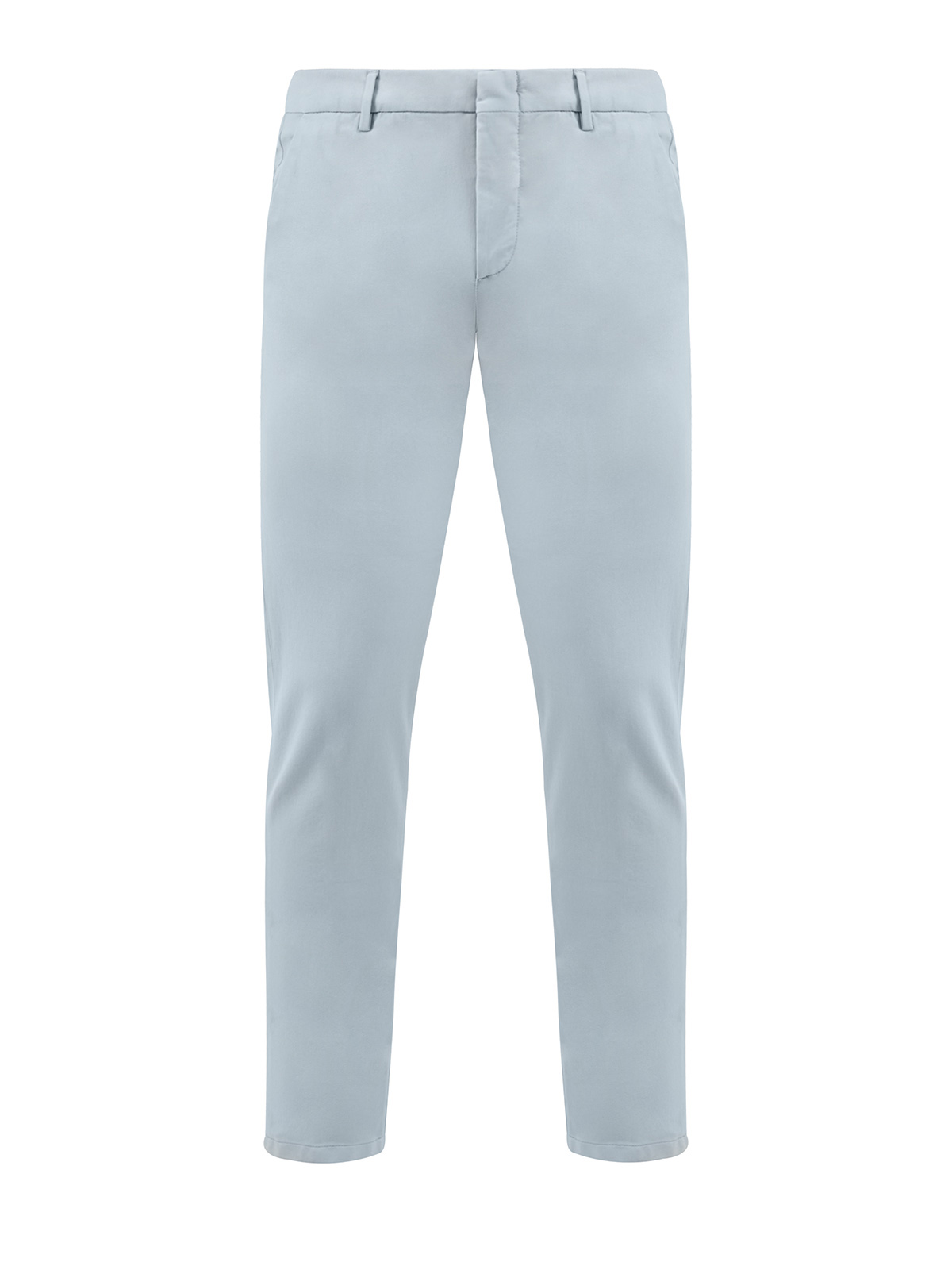 Однотонные брюки в стиле casual из гладкого эластичного хлопка ELEVENTY, цвет голубой, размер 46;50;52 - фото 1